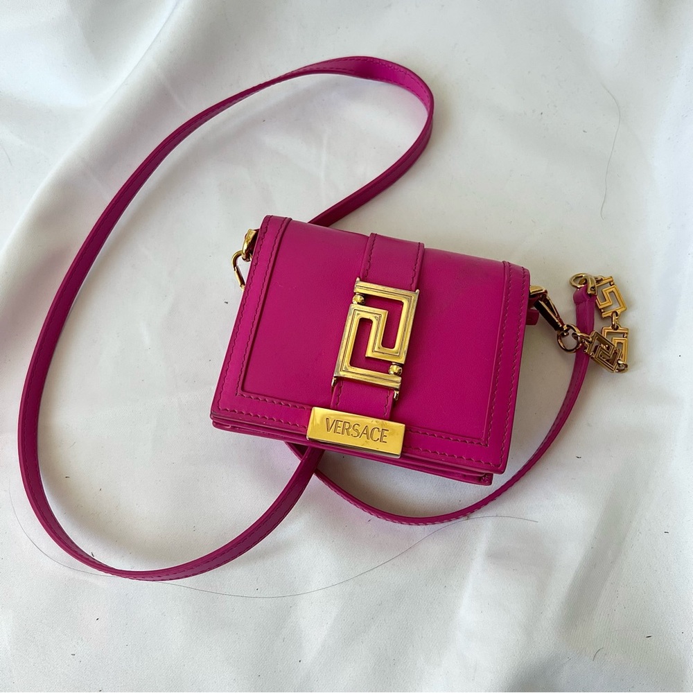 Versace Mini Shoulder Bag in Fuchsia with Gold Hardware - Picture 9 of 13